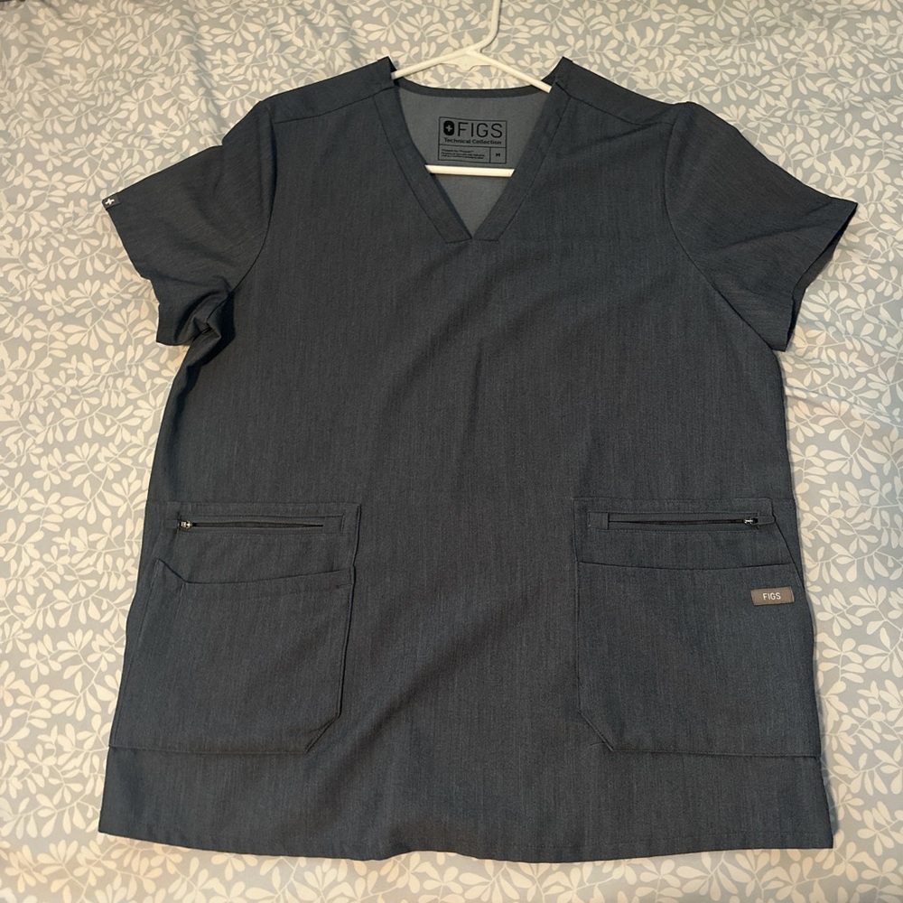 Figs Denim Scrub Top M